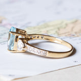 Vintage 18K gold ring with synthetic blue spinel and white stones, 1980s