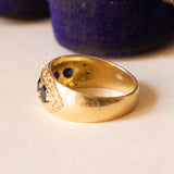 Anello vintage in oro 18K con zaffiri e diamanti, anni ‘50