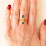 Anello vintage in oro giallo 18K con zaffiri (0.90ctw ca.), anni ‘70
