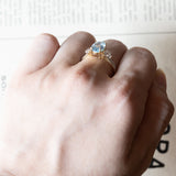 Vintage 18K gold ring with synthetic blue spinel and white stones, 1980s
