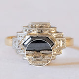 Anello vintage in stile Art Déco in oro 18K con onice, anni '50