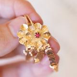 Orecchini in oro 18K con paste di vetro rosse, anni ‘40
