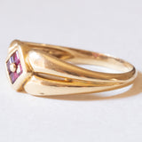 Anello vintage in oro giallo 18K con rubini, anni ‘70