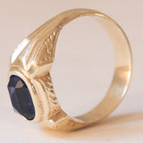 Anello vintage da uomo in oro 12K con pasta di vetro blu, anni ‘50
