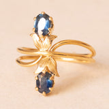 Anello vintage in oro giallo 18K con zaffiri (0.90ctw ca.), anni ‘70