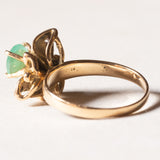 Anello vintage in oro 18K con smeraldo e zirconi bianchi, anni ‘60