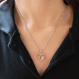Collana vintage in oro 9K con quarzo verde-acqua e diamanti, anni ‘60/‘70