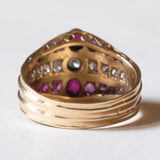Anello “triplo” vintage in oro 18K con diamanti (0.30ctw ca.) e rubini, anni ‘70