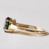 Anello solitario vintage in oro 14K con tsavorite verde, anni ‘70