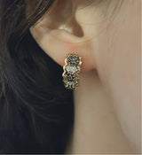 Orecchini vintage in oro 14K con diamanti, rubini e zaffiri, anni ‘60/‘70