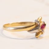 Anello vintage in oro 18K con topazio rosa, anni ‘70