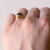 Anello vintage in oro 18K con zaffiri, anni ‘60