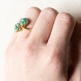 Anello Toi et Moi vintage in oro 18K con turchesi, anni '50/'60