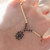 Vintage 8K gold necklace with garnets, 60s / 70s