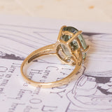9K gold ring with green tourmaline and white stones, 1960s