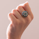 Vintage 14K white gold ring with emeralds (1.48ctw approx.) And diamonds (0.40ctw approx.), 60s / 70s