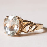 Coppia di anelli vintage in oro 9K con acquamarina (2.50ct ca .) e ametista (2.20ct ca.), anni ‘70/‘80