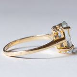 Anello vintage da cocktail in oro 18K con acquamarina, anni ‘50
