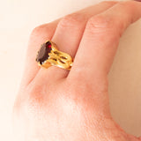 Anello vintage in oro giallo 18K con granato (4.50ct ca.), anni ‘60
