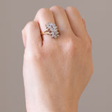 Anello vintage in oro giallo 14K e in oro bianco 14K con diamanti (1ctw ca.), anni ‘70