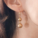 Orecchini in oro giallo 18K con sfere, anni '70
