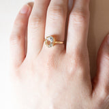 Anello vintage da cocktail in oro 18K con acquamarina, anni ‘50