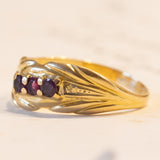 Anello vintage in oro 18K con rubini, anni ‘60/‘70