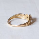 Solitario vintage in oro 18K con pietra imitazione di diamante, anni '60/'70