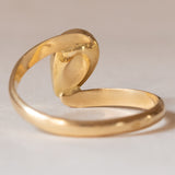 Anello vintage in oro 18K con granato di taglio a goccia, anni ‘40/‘50
