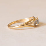 Anello vintage in oro 18K con pasta di vetro azzurra, anni ‘50