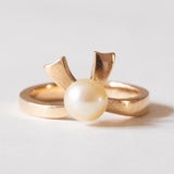 Anello vintage in oro 18K con perla, anni ‘50