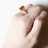 🎃 Anello vintage da cocktail in oro 18K con quarzo citrino, anni ‘50/‘60
