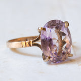 Anello vintage da cocktail in oro 18K con ametista viola chiaro, anni ‘60
