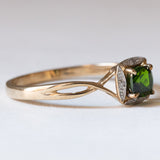 Anello vintage in oro 8K e cromodiopside, anni ‘80