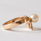 Anello vintage in oro 18K con perla, anni ‘50
