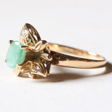 Anello vintage in oro 18K con smeraldo e zirconi bianchi, anni ‘60