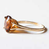 🎃 Anello vintage da cocktail in oro 18K con quarzo citrino, anni ‘50/‘60