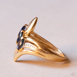 Anello vintage in oro 18K con zaffiri, anni ‘60