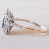 Anello Art Déco in oro giallo 18K e in oro bianco 18K con zaffiri e diamanti, anni ‘30