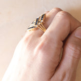 Anello vintage in oro 18K con zaffiri e diamanti