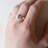 Anello vintage in oro 14K con opale e diamanti (0.14ctw ca.), anni ‘70