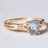 Anello vintage in oro 18K con acquamarina, anni ‘50/‘60