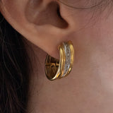 Orecchini vintage a cerchio in oro 18K con diamanti, anni ‘60/‘70