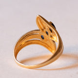 Anello vintage in oro 18K con zaffiri, anni ‘60