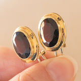 Orecchini vintage in oro giallo 18K con granati, anni ‘70