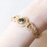 Braccialetto vintage in oro giallo e in oro bianco 18K con zaffiro (2.60ct ca.) e diamanti (1ctw ca.), anni ‘60