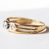 Anello retrò in oro 18K con pietra bianca, anni ‘40