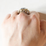 Anello vintage in oro 14K con spinello azzurro, anni ‘60/‘70