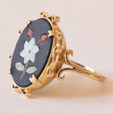 Anello vintage in oro giallo 18K con mosaico, anni ‘70/‘80