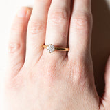 Anello vintage a margherita in oro 18K con diamanti (0.35ctw ca.), anni '70